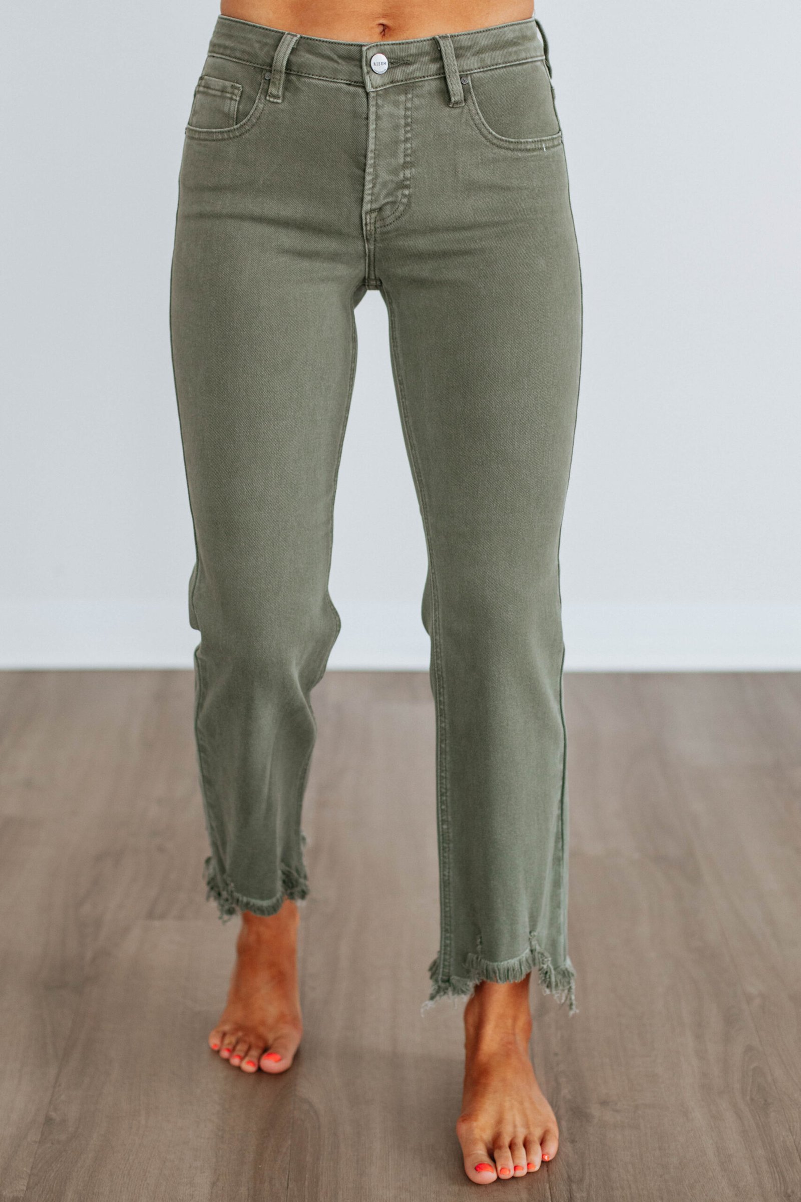 Neona Risen Jeans - Dark Olive - Image 5