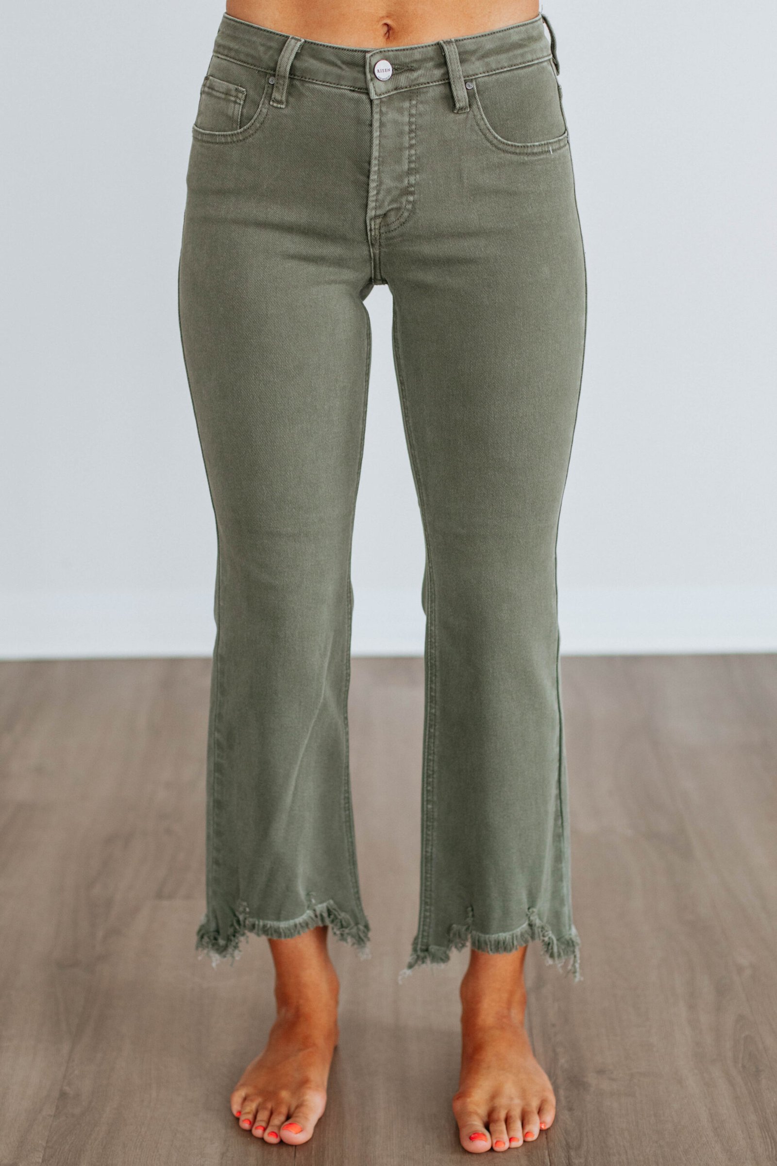 Neona Risen Jeans - Dark Olive - Image 3