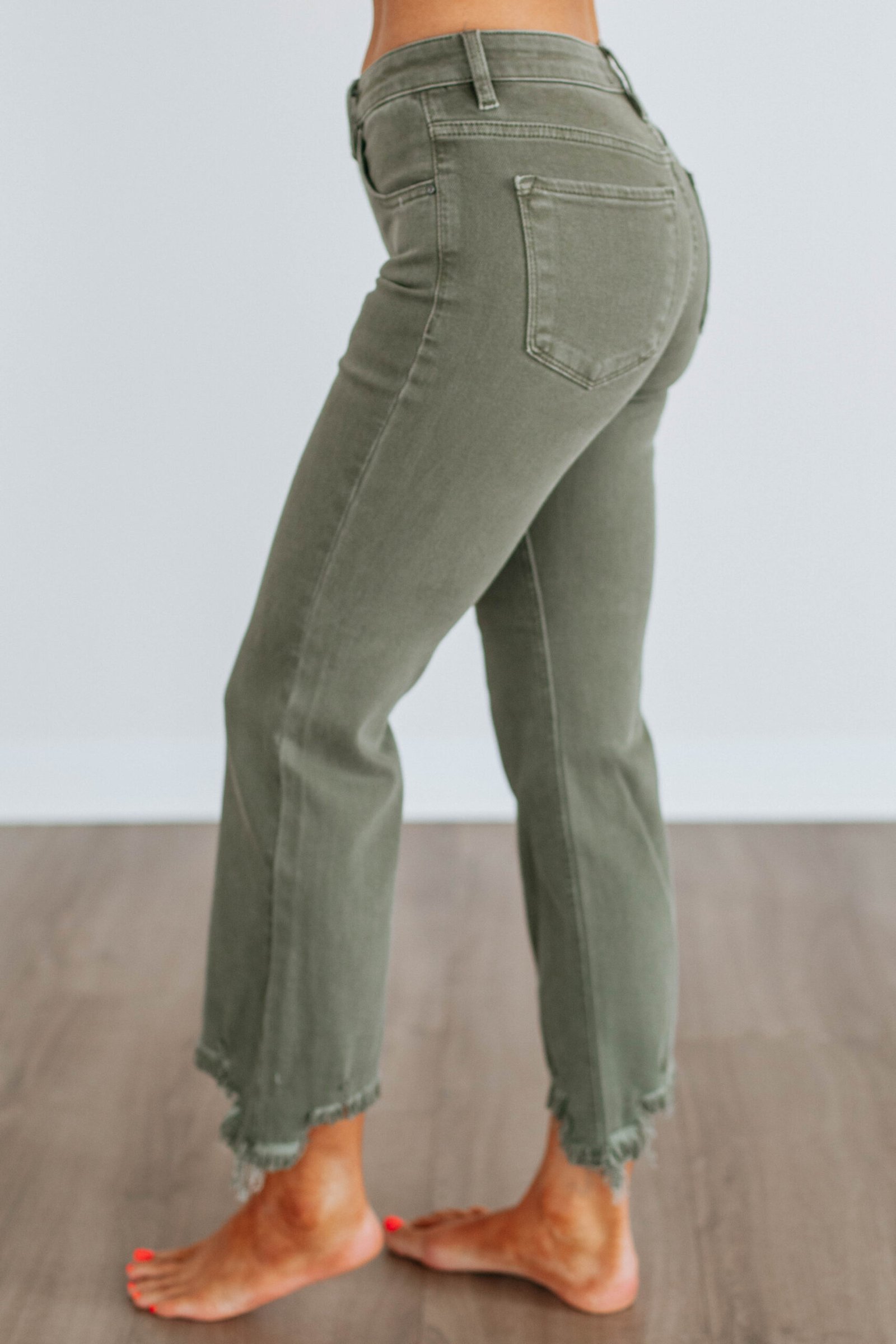 Neona Risen Jeans - Dark Olive - Image 2