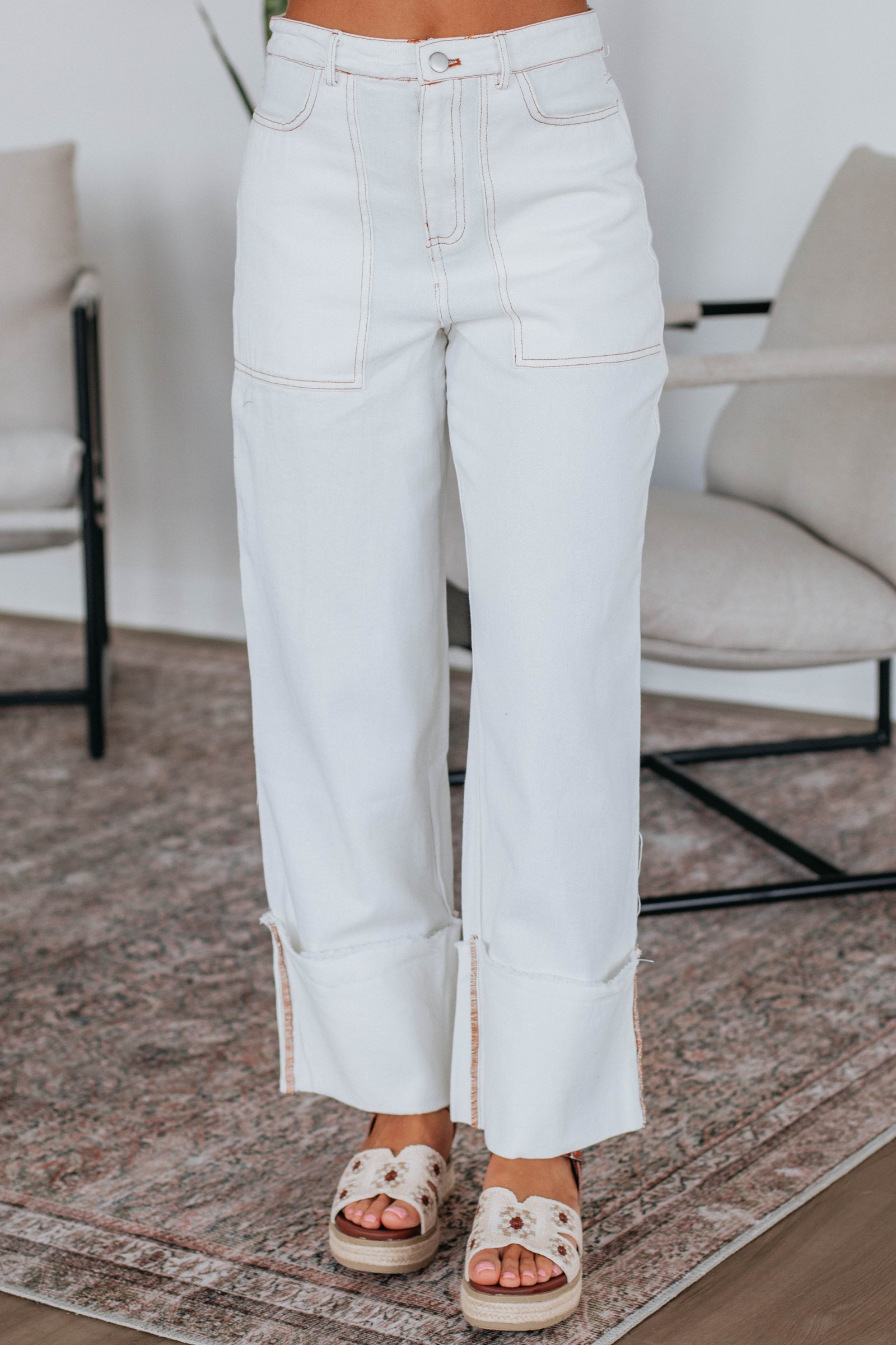 Cosette Wide Leg Pants - Ivory - Image 4