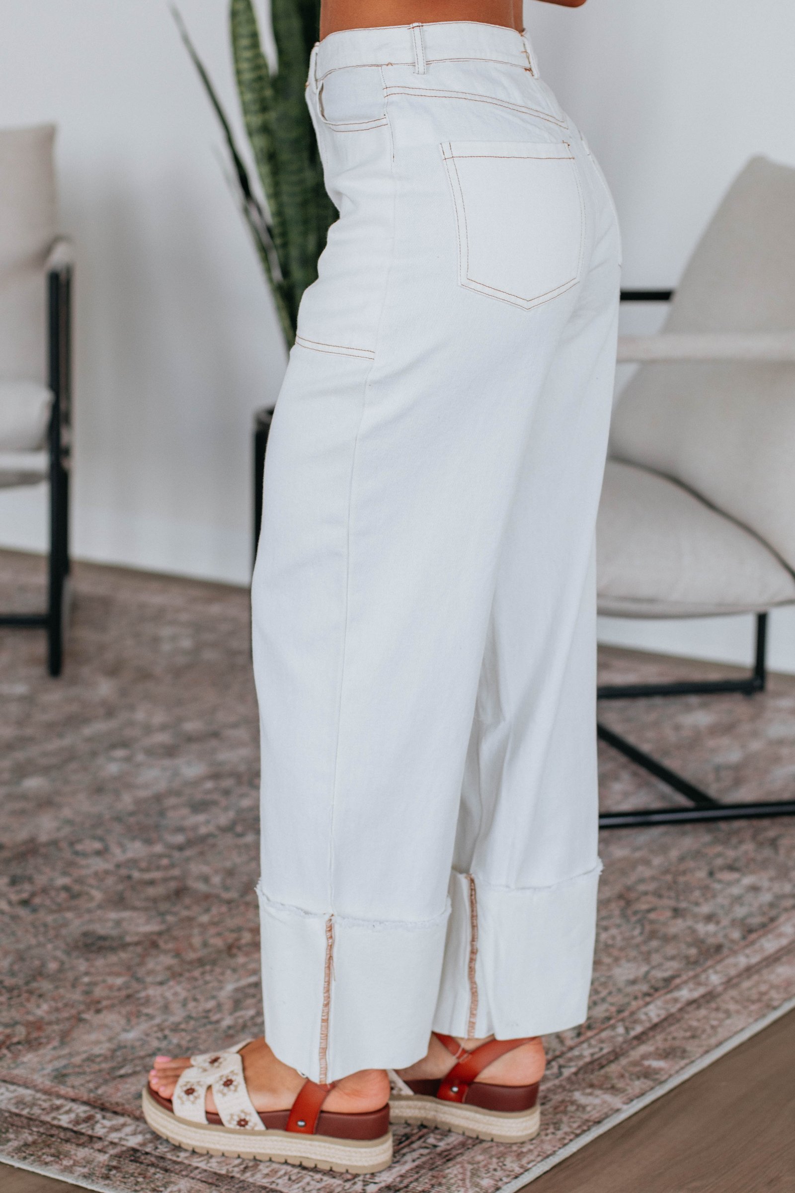 Cosette Wide Leg Pants - Ivory - Image 3