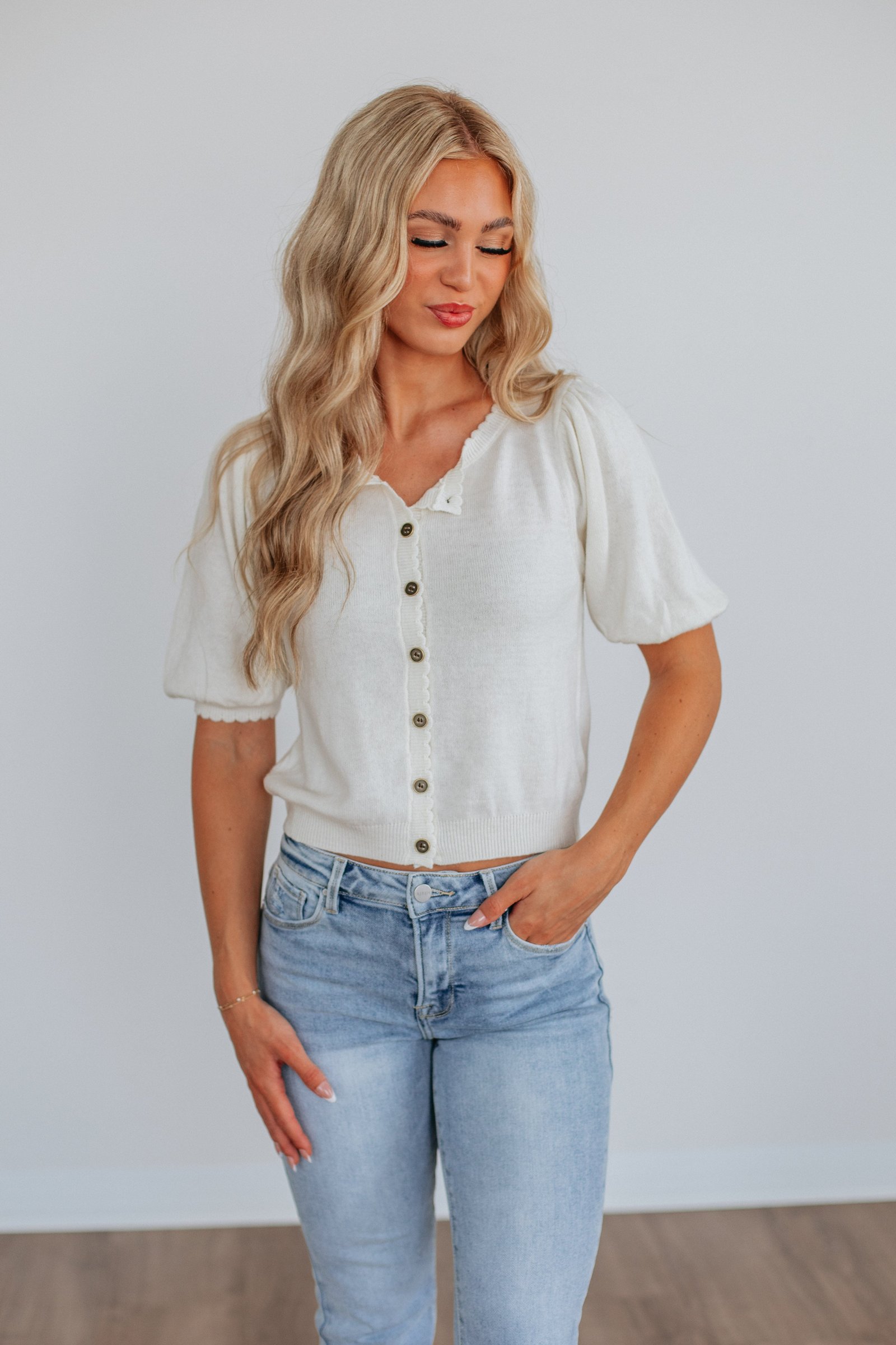 Neriah Cardigan Top - Cream - Image 4